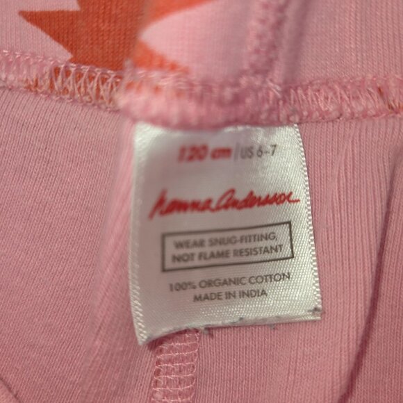 Hanna Andersson Girl 6/7 Pajamas Set Star Print Pink & Red 4150 - Picture 9 of 12